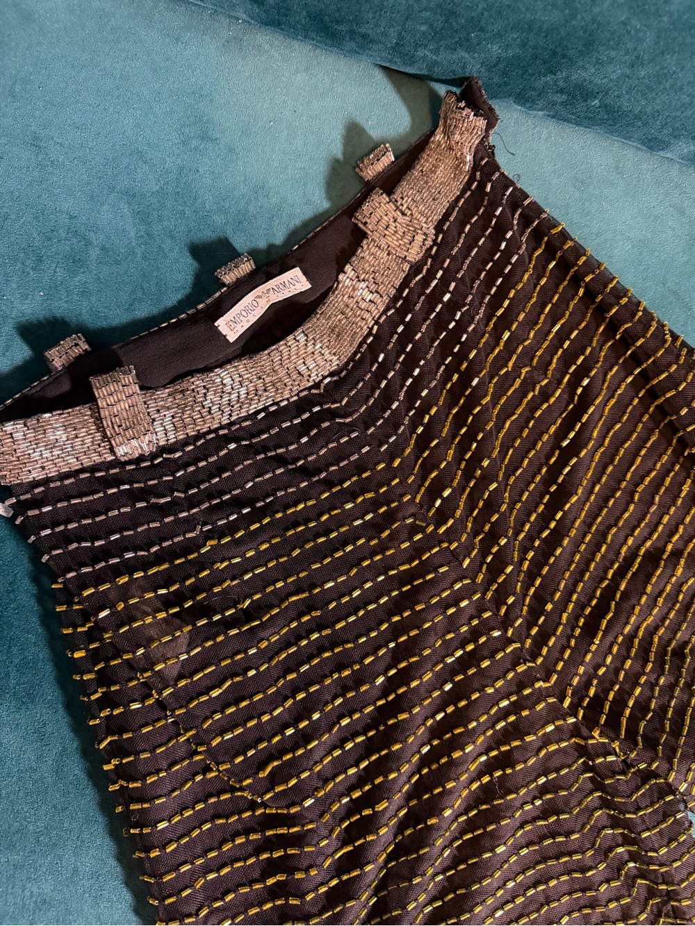 Vintage Emporio Armani Black & Gold beaded pants